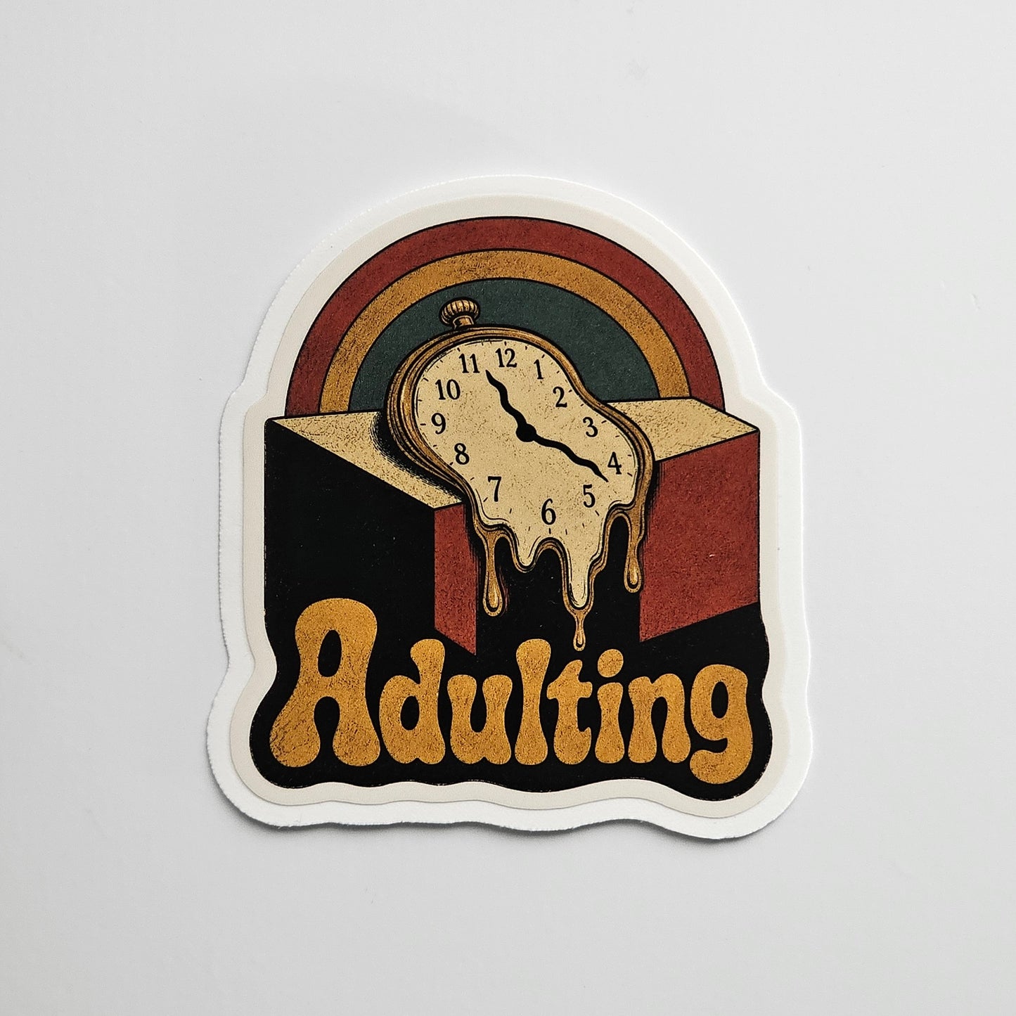 Adulting Melting Clock Sticker