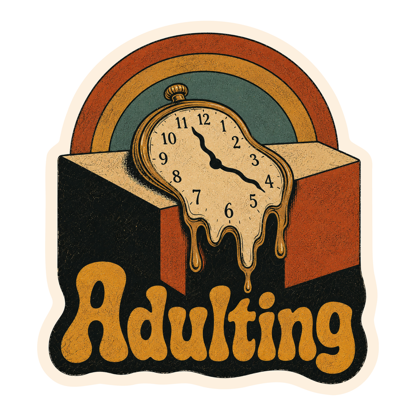 Adulting Melting Clock Sticker