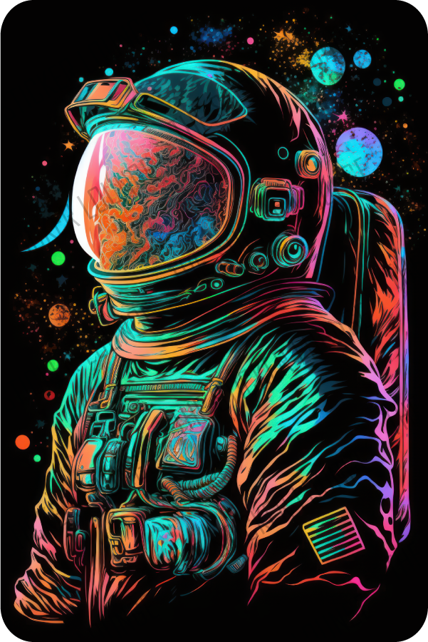 Stellar Colorburst: Astronaut Rainbow Art Sticker