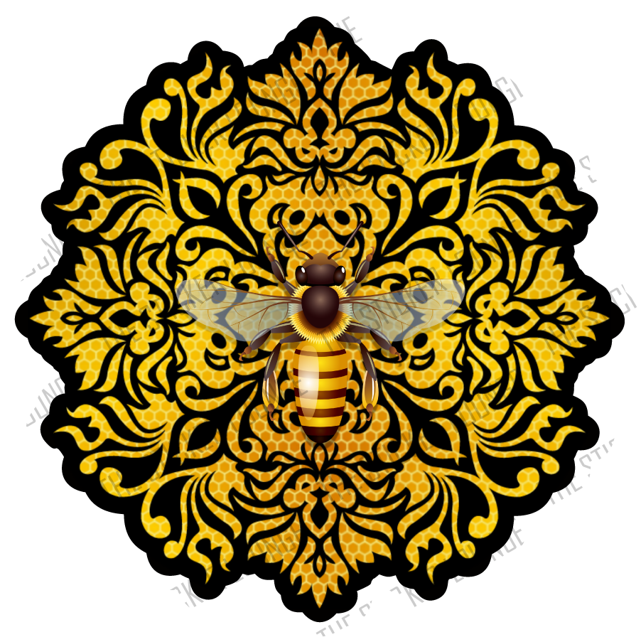 Buzzing Beauty: Holographic Honey Bee Mandala Sticker