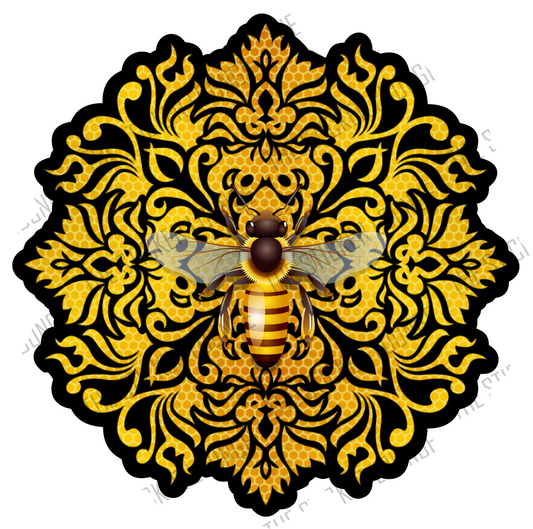 Buzzing Beauty: Holographic Honey Bee Mandala Sticker