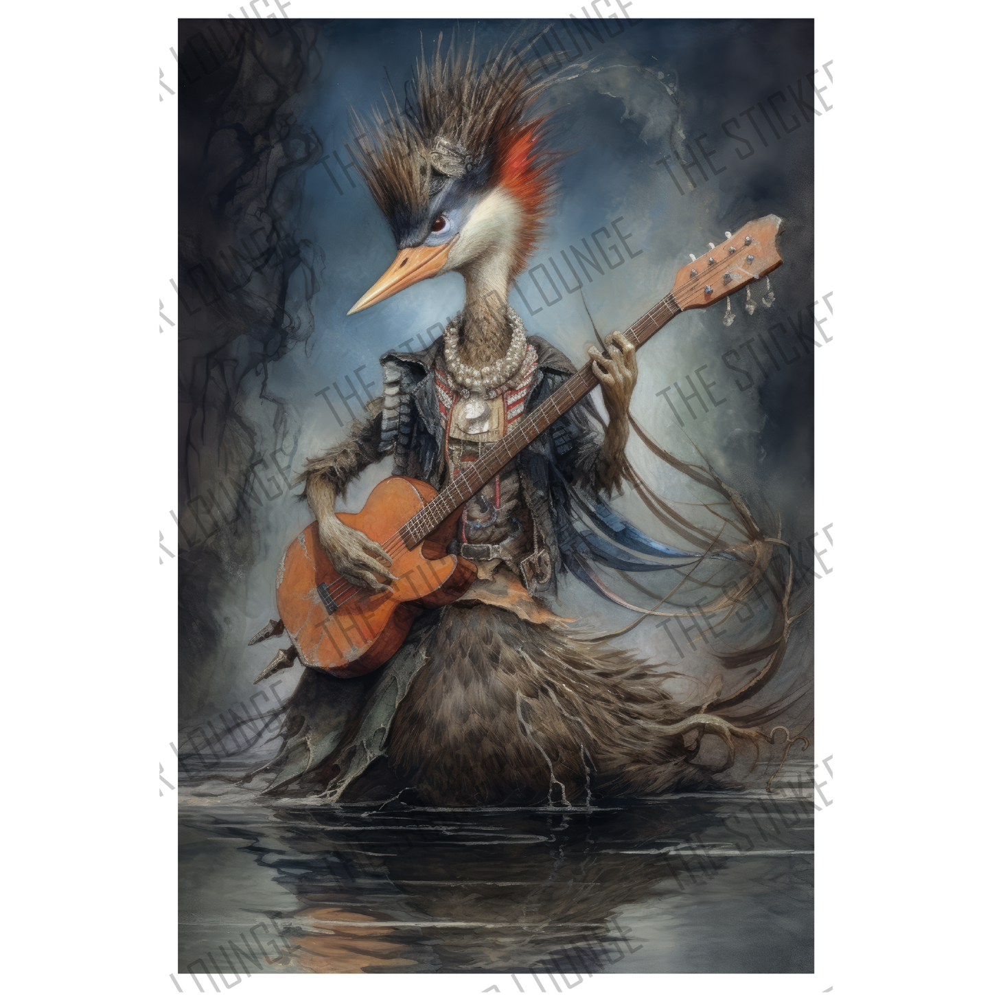 Gothic Melody: Punk Bird Guitar Sticker