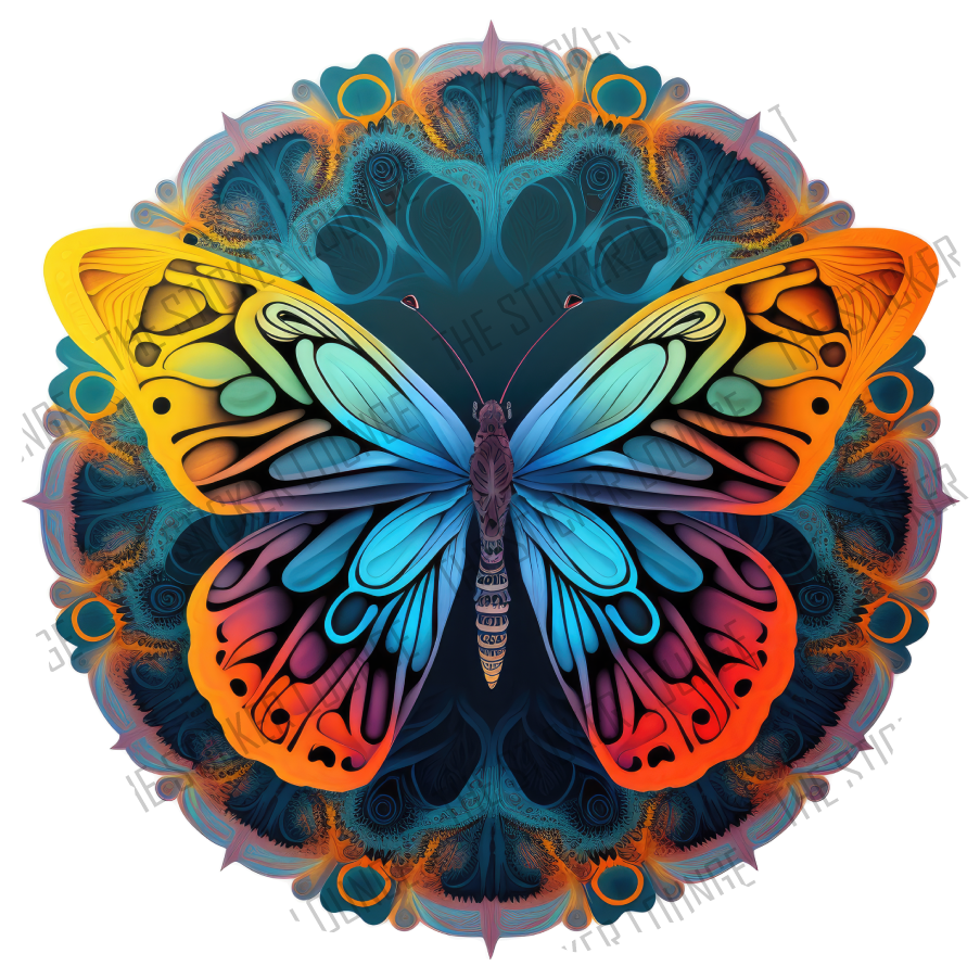 Butterfly Bliss: Psychedelic Mandala Butterfly Sticker