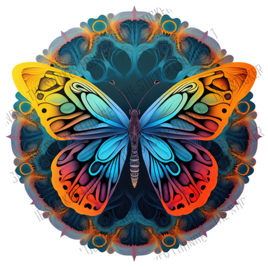 Butterfly Bliss: Psychedelic Mandala Butterfly Sticker