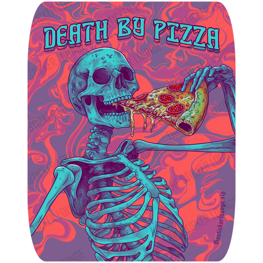 Slice of the Afterlife: Death By Pizza Skeleton Sticker