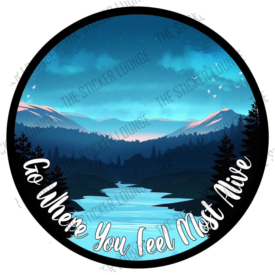 Splash of Serenity: Inspiring 'Go Where You Feel Most Alive' Matte-Holo Sticker