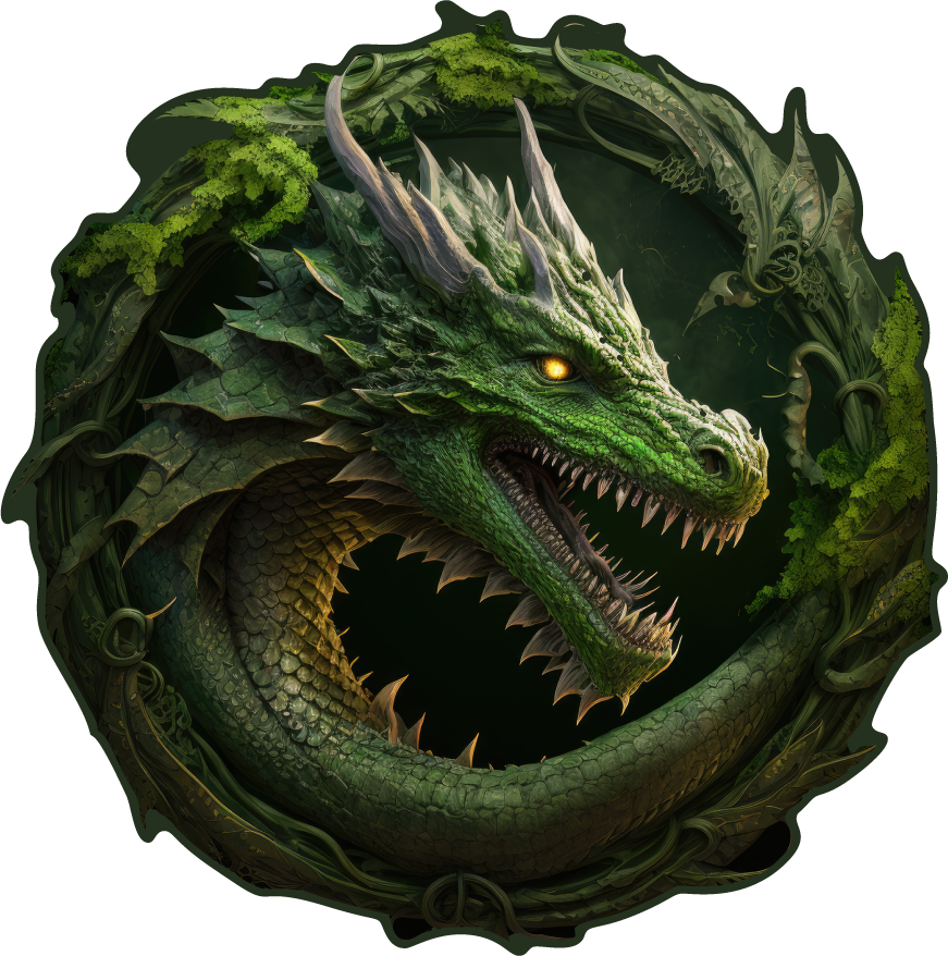 Guardian of the Meadow: Snarling Green Dragon Sticker