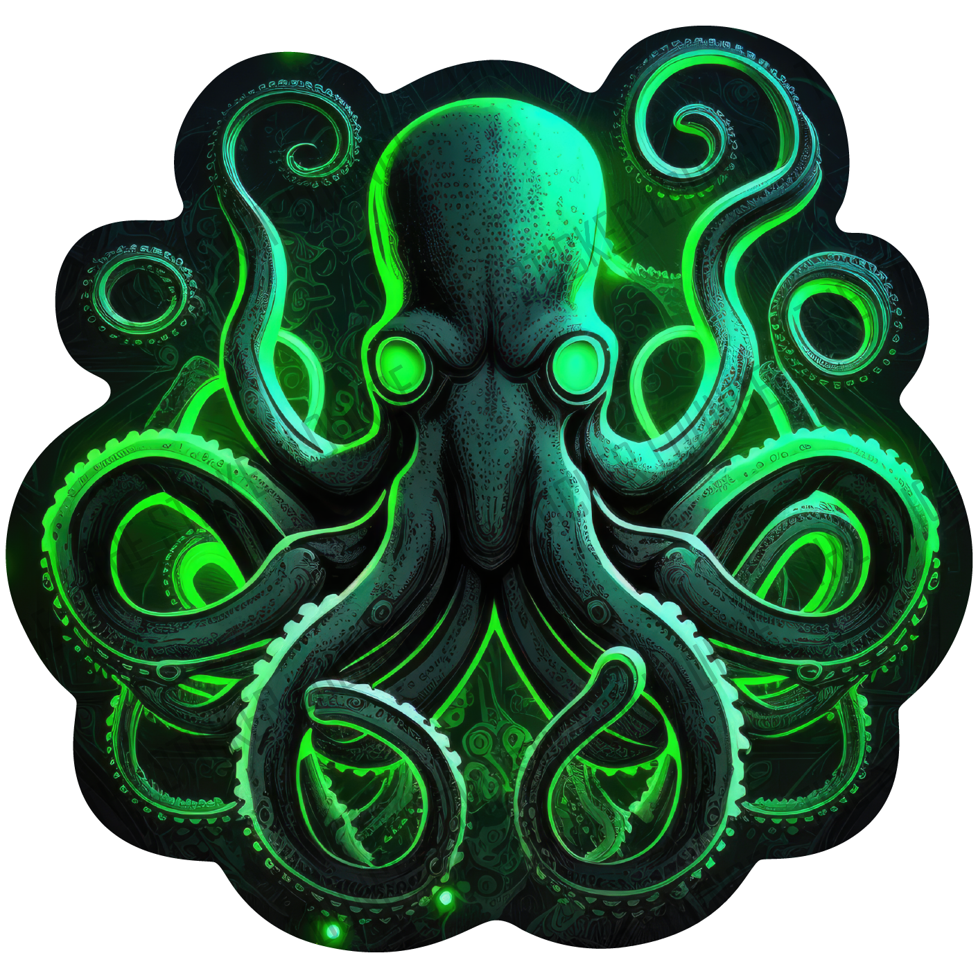 Luminous Tentacles: Neon Green Octopus Art Sticker