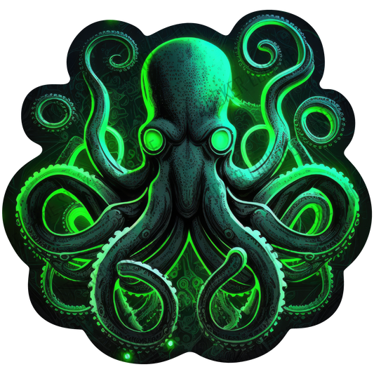 Luminous Tentacles: Neon Green Octopus Art Sticker