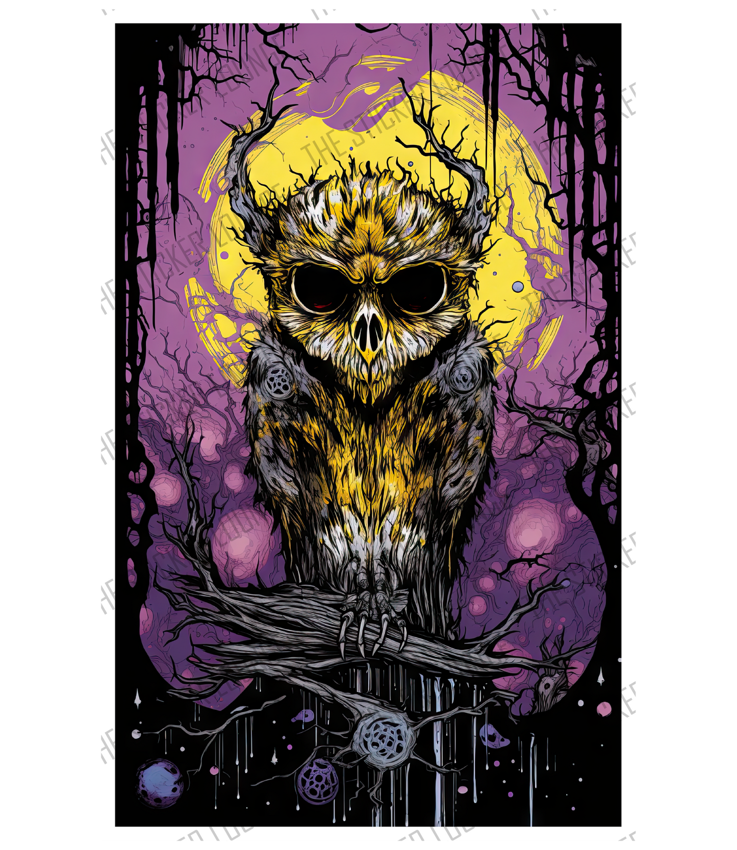 Whispers of the Moon: Gothic Owl Artwork Sticker