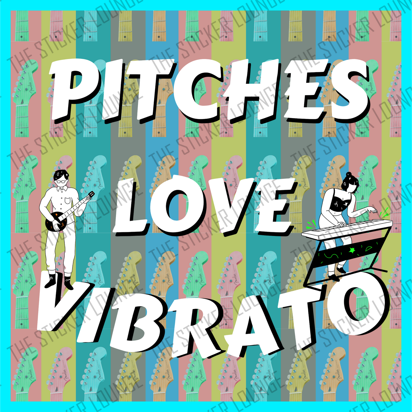 Musical Parody Charm: Pitches Love Vibrato Sticker - Retro Turquoise Edition