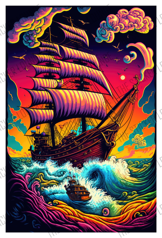 Majestic Maritime: Colorful Pirate Ship Sticker