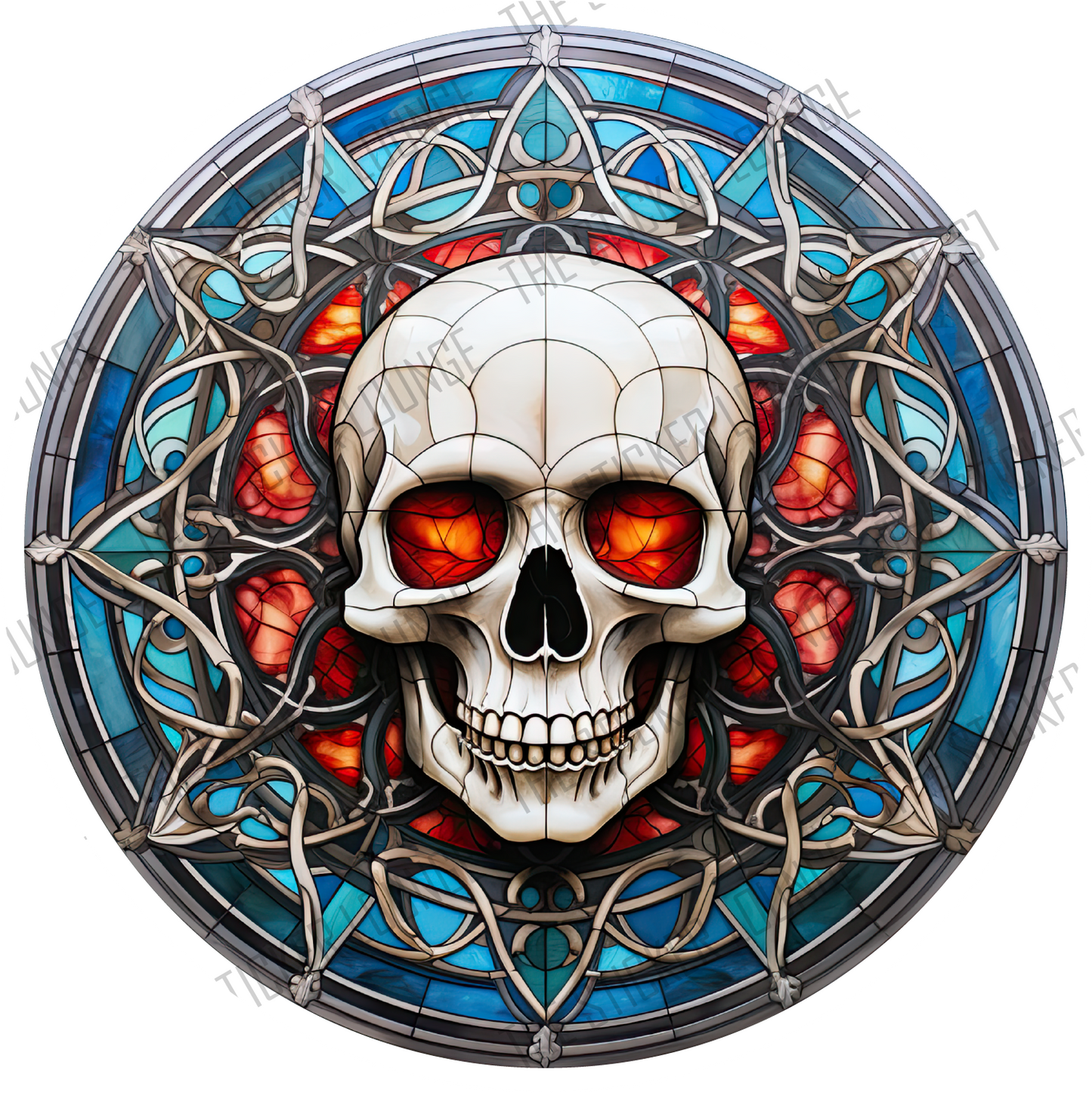 Morbid Mosaic: Skull Stained Glass Mandala Sticker