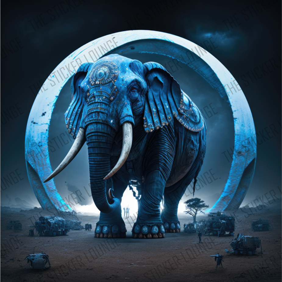 Tusked Voyager: Majestic Time-Traveling War Elephant Sticker