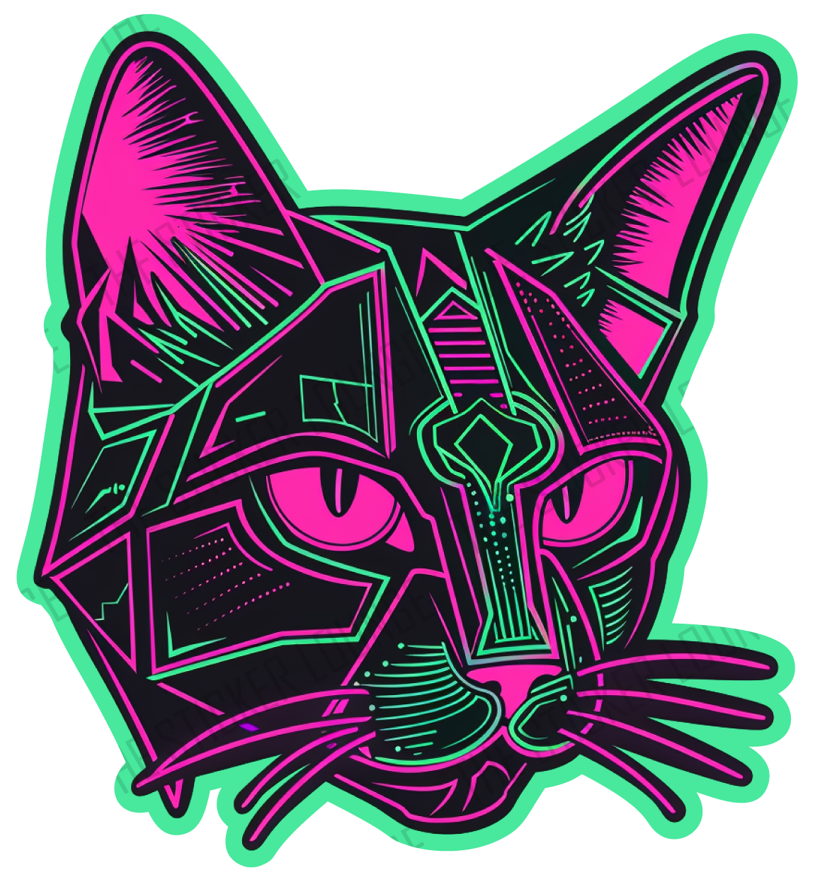 Synthwave Cat Sticker