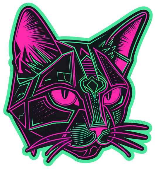 Synthwave Cat Sticker