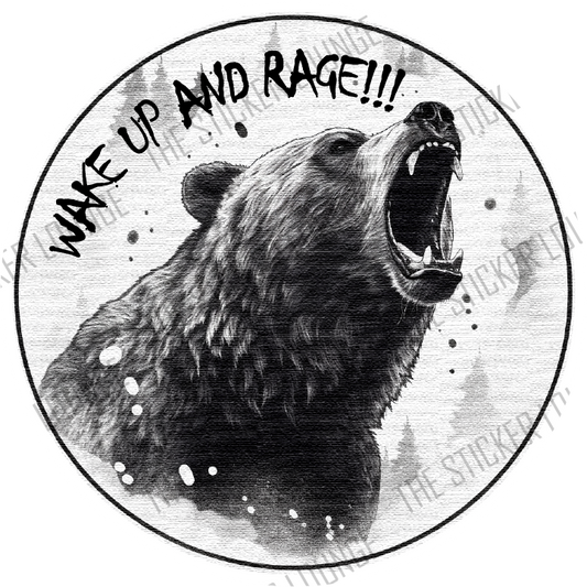 Bear-ly Contained: Wake Up and Rage Sticker